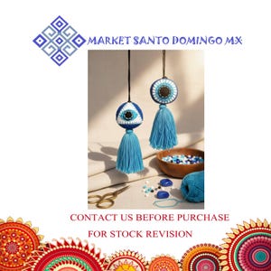 Décoration de mauvais œil brodée à la main avec pompon - Décoration en feutre mexicain