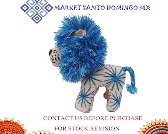 Handmade Wool Embroidered Lion Plushie - Mexican Folk Art Doll