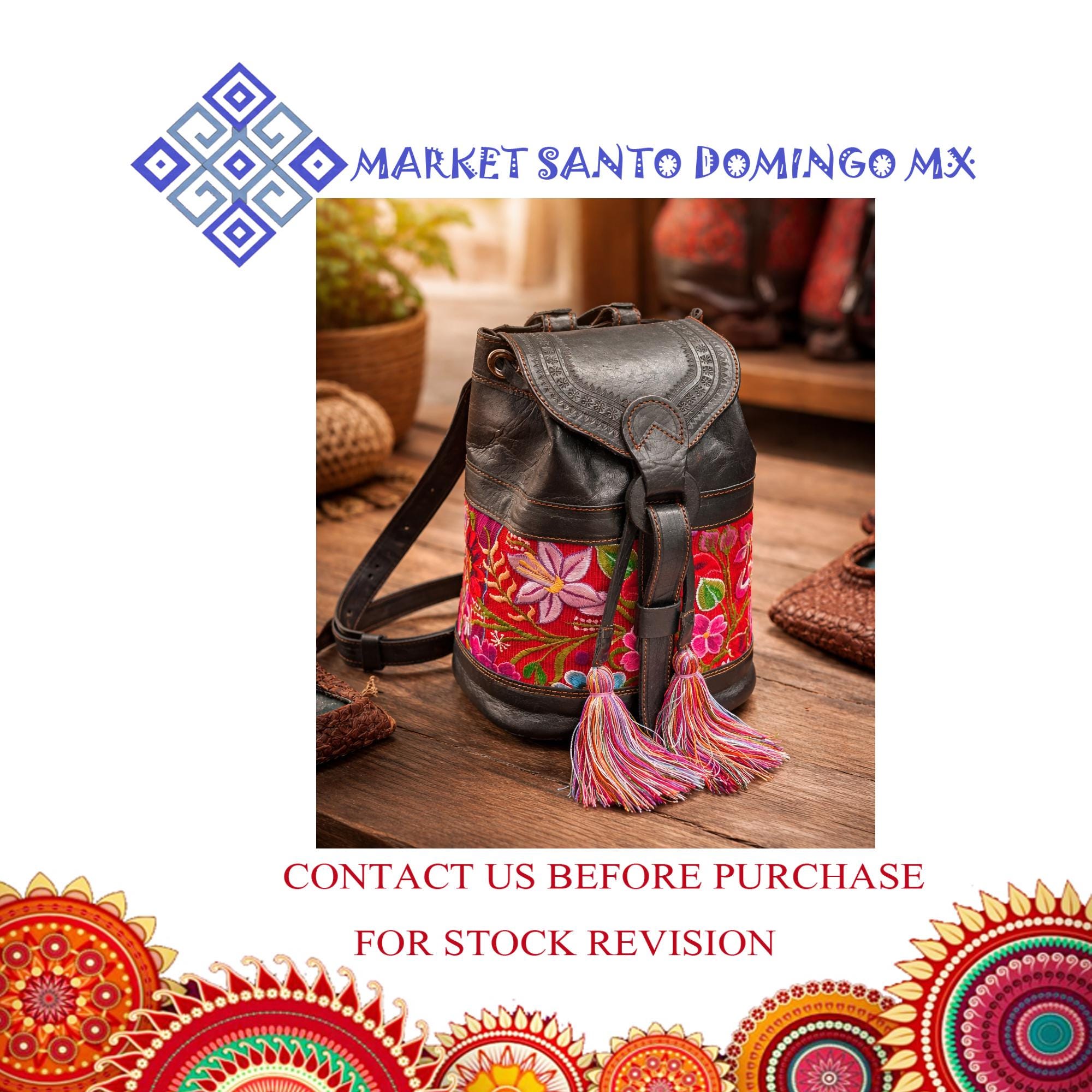 Mexican Embroidered Leather Backpack - Etsy