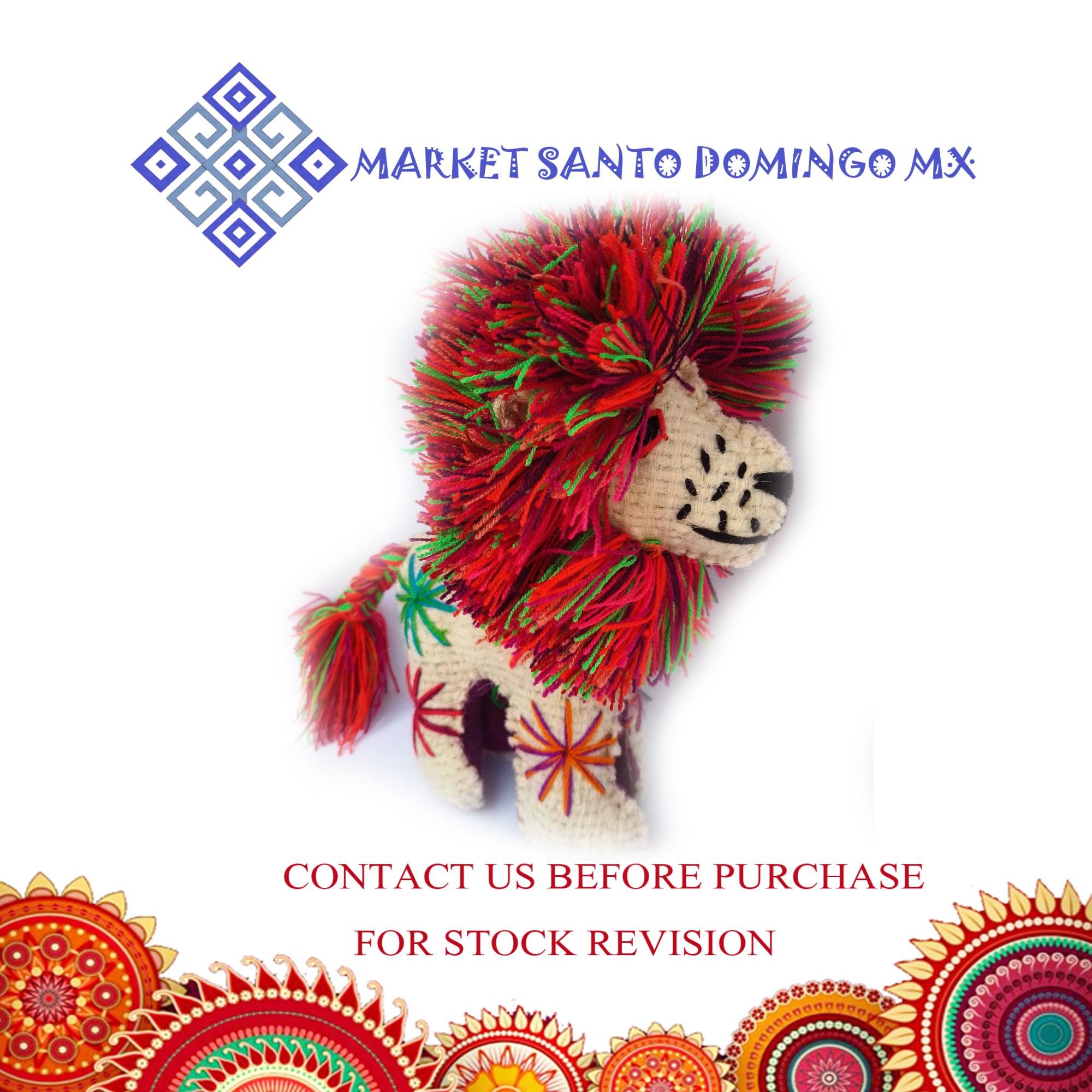 Handmade Embroidered Wool Lion Plushie - Mexican Folk Art Toy - Etsy