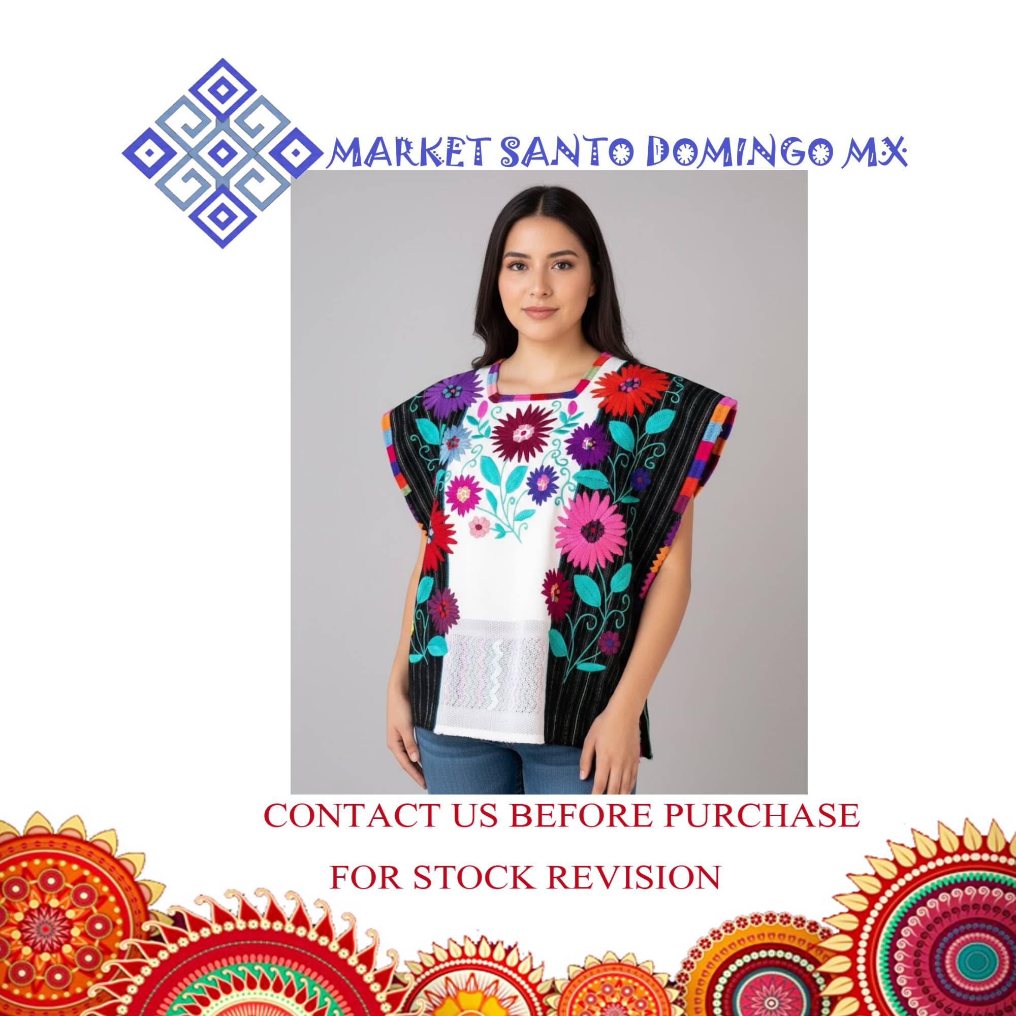 Embroidered Mexican Huipil Blouse: Floral Mayan Textile, Ethnic