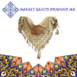 Écharpe carrée en coton unisexe Châle mexicain tissé à la main Bandana à motifs géométriques Collier chaud et délicat Châle fait main élégant image 1