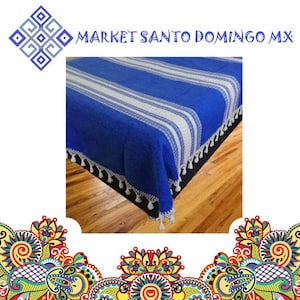 Handwoven multi color cotton Mexican bedspread Waist loom twin / king size Oaxaca bedcover Colorful stripes ethnic style bed cloth