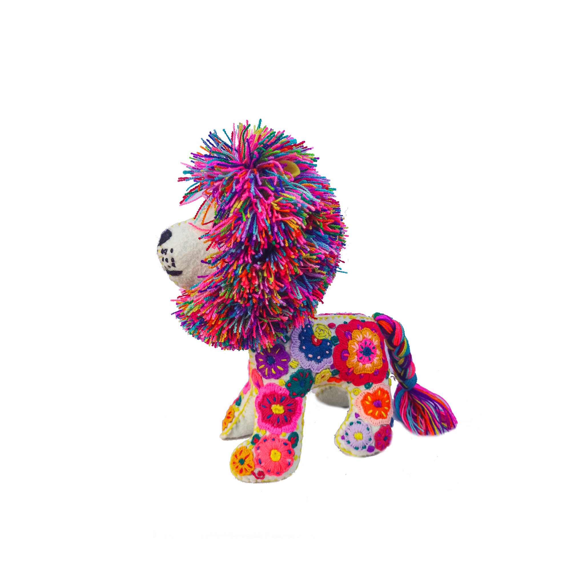 Handmade Embroidered Lion Plush Toy, Mexican Folk Art Doll - Etsy