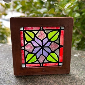 Stained-glass look window, handmade miniature, dollhouse window, miniature window