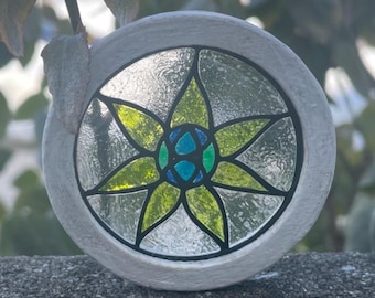 Handmade Miniature Stained Glass Window, Dollhouse Fairy Garden Decor