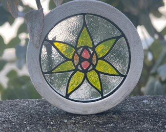 Handmade Miniature Stained Glass Window, Dollhouse Fairy Garden Decor