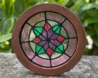 Handmade Miniature Stained-Glass Look Dollhouse Window, 2 inch