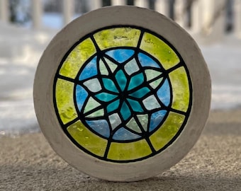 Handmade Miniature Stained-Glass Window, Dollhouse Fairy Garden Decor