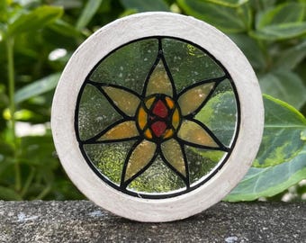 Handmade Miniature Stained Glass Window, Dollhouse Fairy Garden Decor