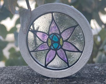 Handmade Miniature Stained Glass Window, Dollhouse Fairy Garden Decor