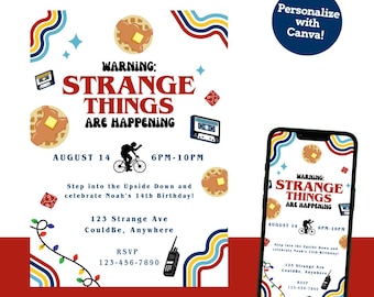 Strange Things Are Happening Customizable Invitation for Birthday or Halloween Party