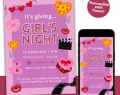 Girls Night Valentine's Day Party Invitation - It's Giving Girls Night! - Digital Download Invite - Customize with Canva!