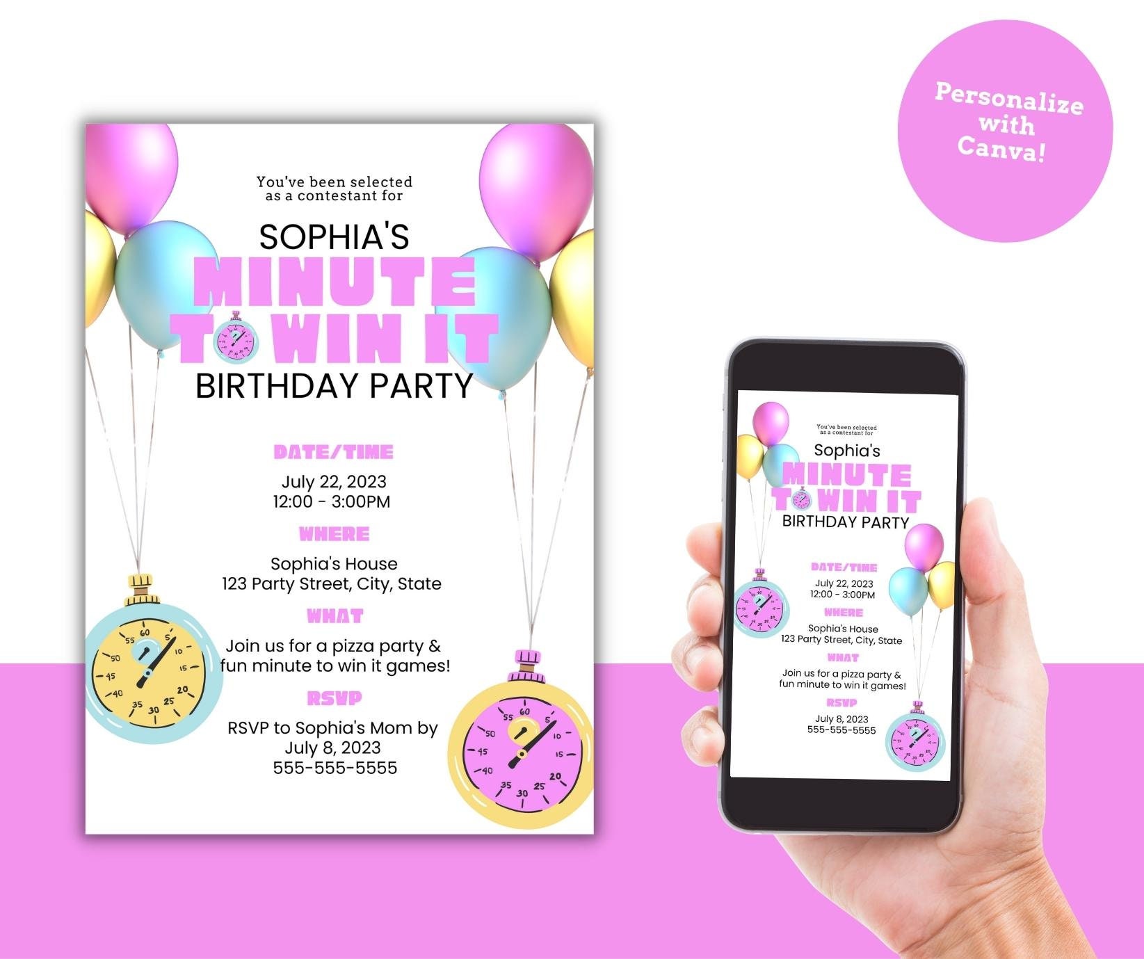 Minute to Win It Invitations - Etsy minute-to-win-it-invitations-etsy