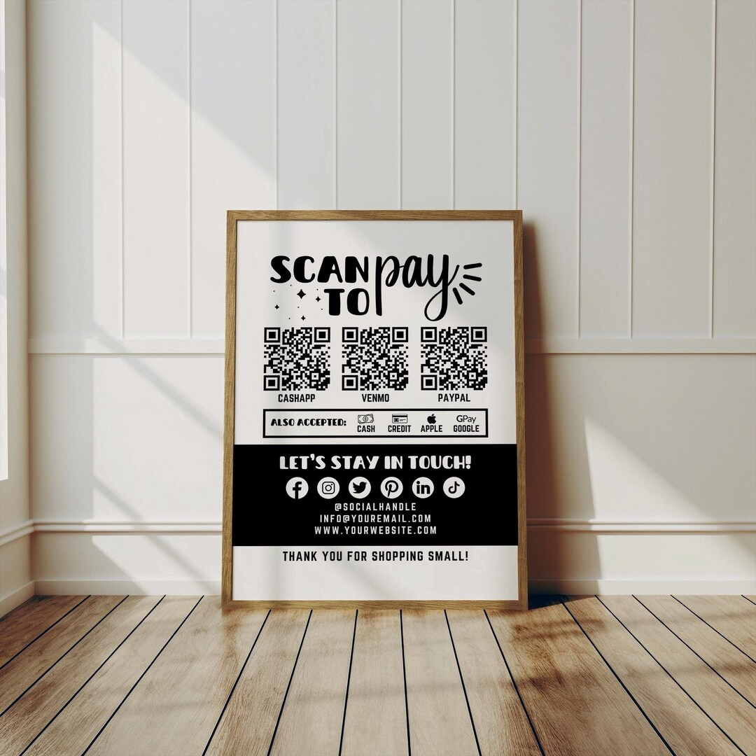 Custom QR Code Sign, Scan to Pay Template, Venmo Payment Method Sign ...