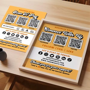 Custom QR Code Sign Set, Scan to Pay Template, Connect With Us Sign Canva Template, Craft Show Display, QR Code Display, Small Business Sign