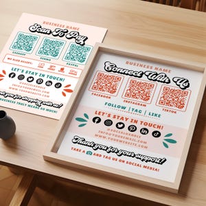 Custom QR Code Sign Set, Scan to Pay Template, Connect With Us Sign Canva Template, Craft Show Display, QR Code Display, Small Business Sign