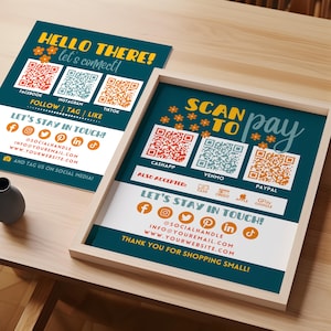 Custom QR Code Sign Set, Scan to Pay Template, Connect With Us Sign Canva Template, Craft Show Display, QR Code Display, Small Business Sign