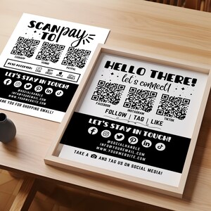 Custom QR Code Sign Set, Scan to Pay Template, Connect With Us Sign Canva Template, Craft Show Display, QR Code Display, Small Business Sign