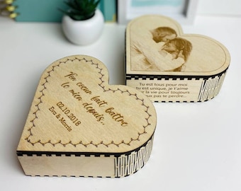 personalized box in the shape of a heart