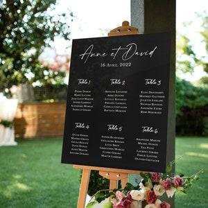 Plan de table de mariage personnalisé en acrylique noir