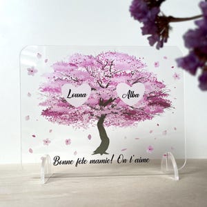 Arbre familial personnalisé | Arbre avec prénoms | Cadeau personnalisé en acrylique pour mamie, papi