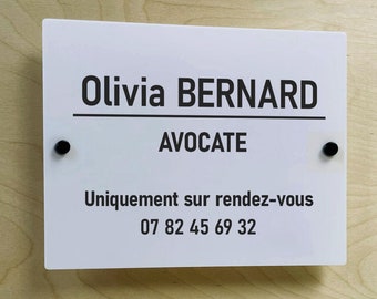 Plaque professionnelle acrylique blanche personnalisé / Panneaux publicitaires / Plaques de nom pour bureau