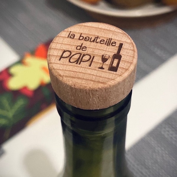 Tapón de madera personalizado/Tapón de botella de vino grabado/Regalo de boda personalizado/Regalo navideño para papá mamá abuelos