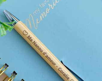 Gepersonaliseerde houten pen / Gepersonaliseerd kerstcadeau-idee / Gepersonaliseerde bamboepen