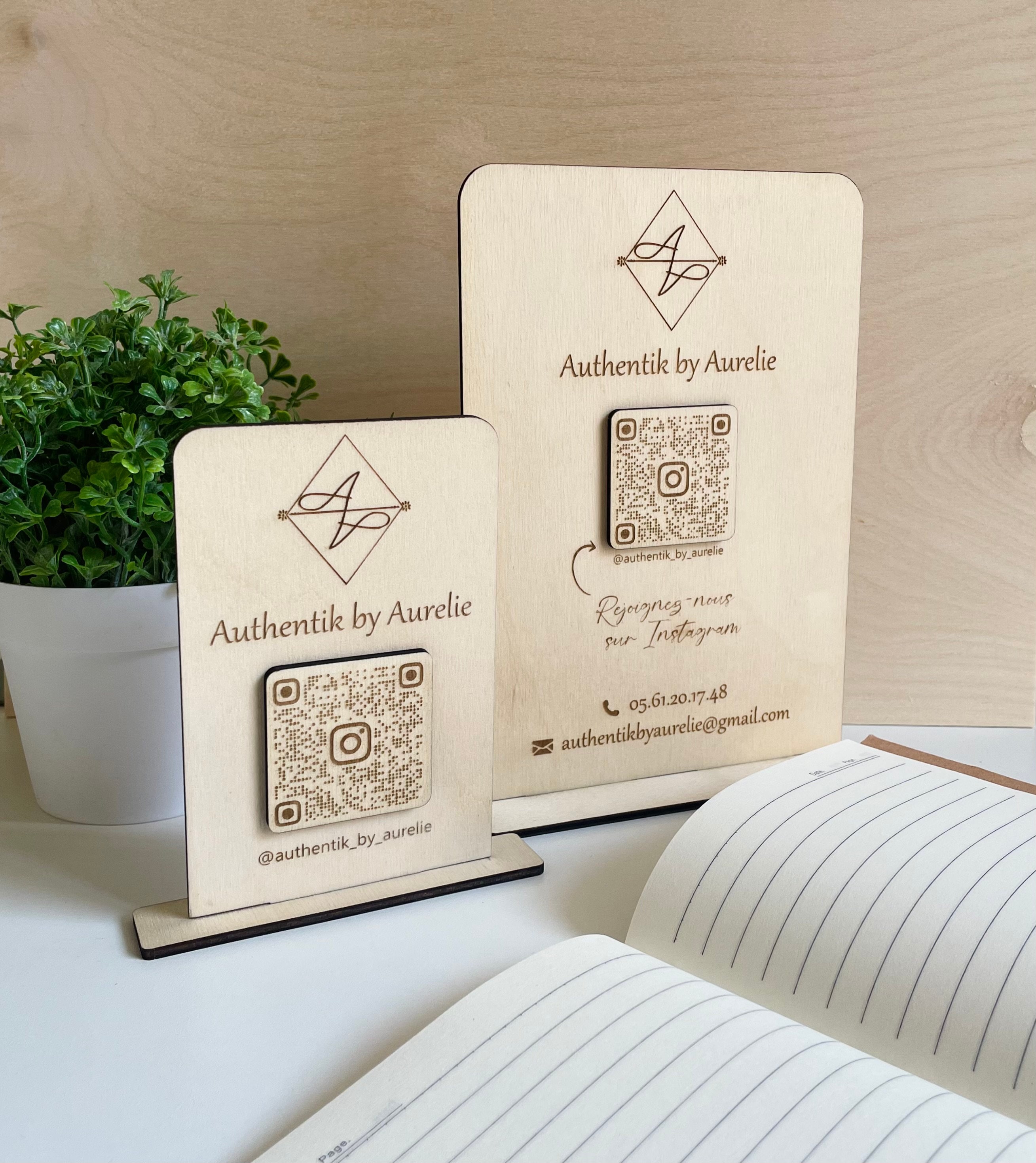 Personalized Wooden QR Code Plaque, Instagram QR Code Menu, Scan to ...