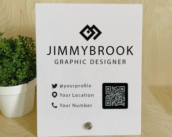 Plaque professionnelle LOGO et QR code personnalisé en acrylique