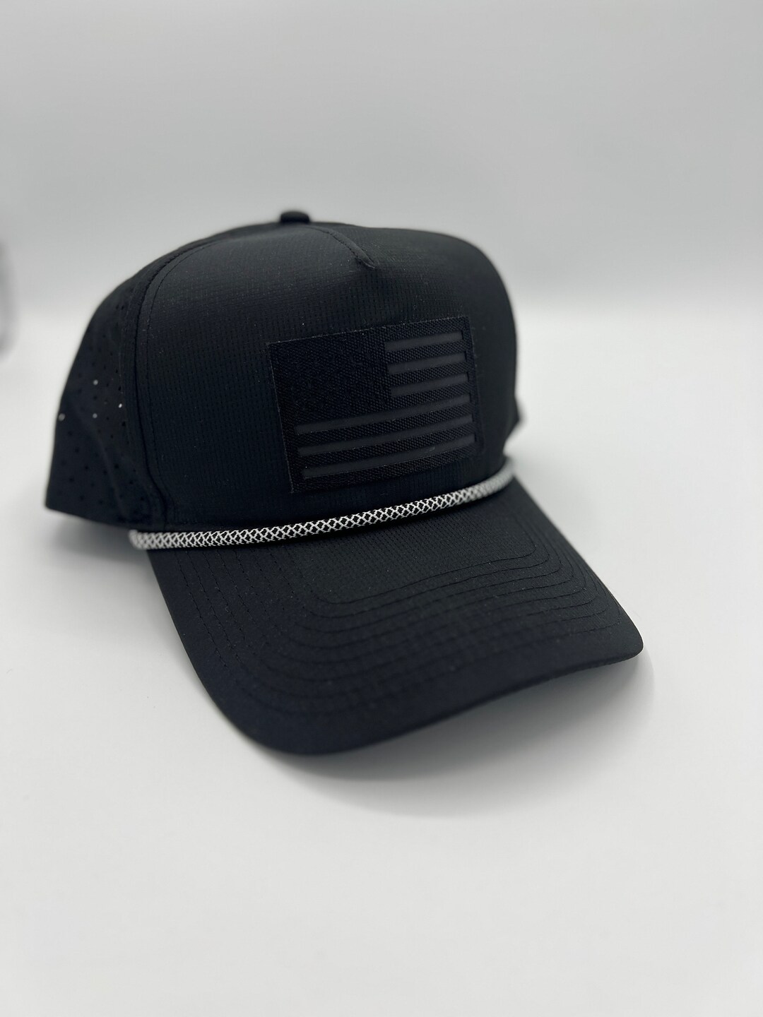 Black American Flag Hat With Black and White Rope and Patch Etsy