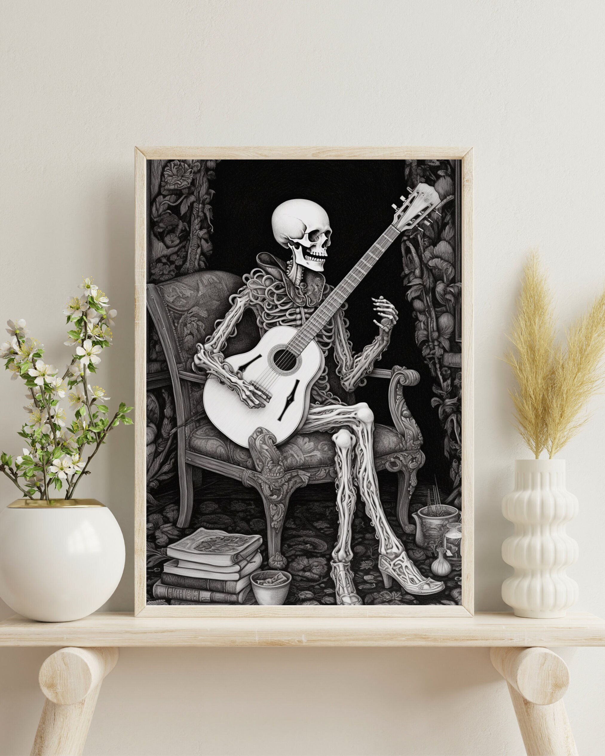 Art Poster Skeleton Rock Guitar
