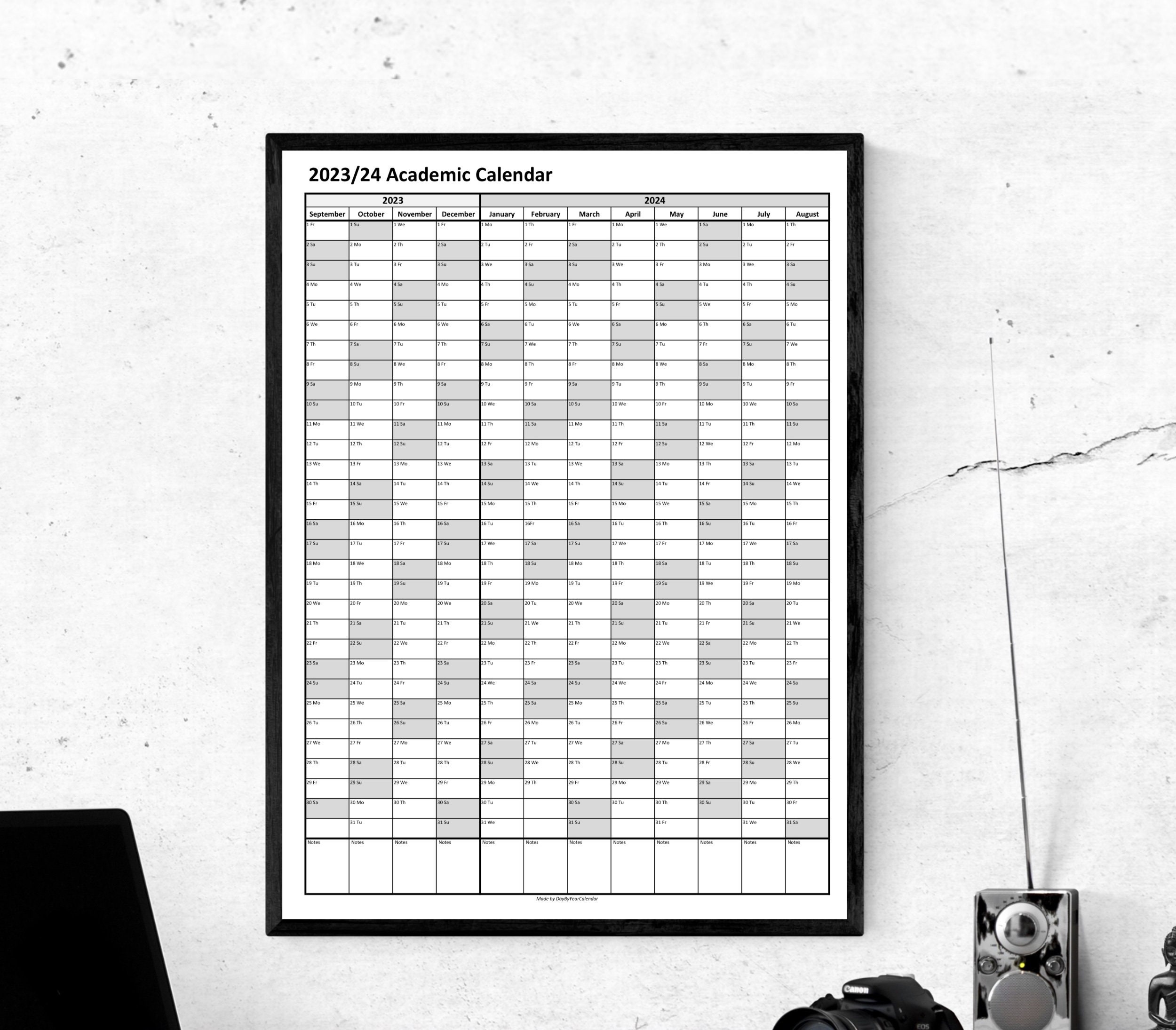 2023 24 Academic Year Calendar Planner A1 A2 A3 Portrait Etsy