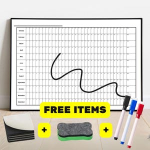 A1/A2/A3 | Year Calendar Laminated Wall Planner Poster Perpetual Forever Reusable | Free Dry Erase Markers Eraser 2025 2026
