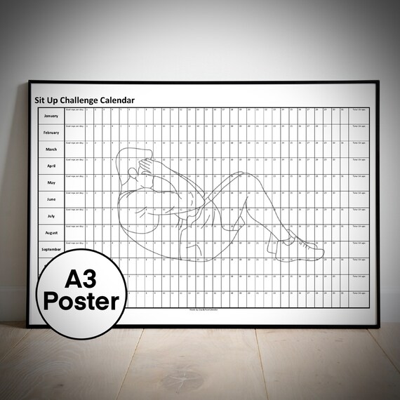 Sit-up Tracker Challenge Wall Daily Year Planner Calendar Poster Home Workout  Fitness Habit Self-development Motivation Transformation - Etsy
