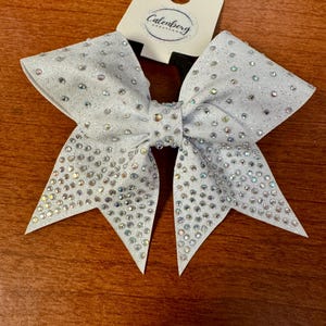 Glitter Vinyl Hair Bow with Rhinestone Overlay
