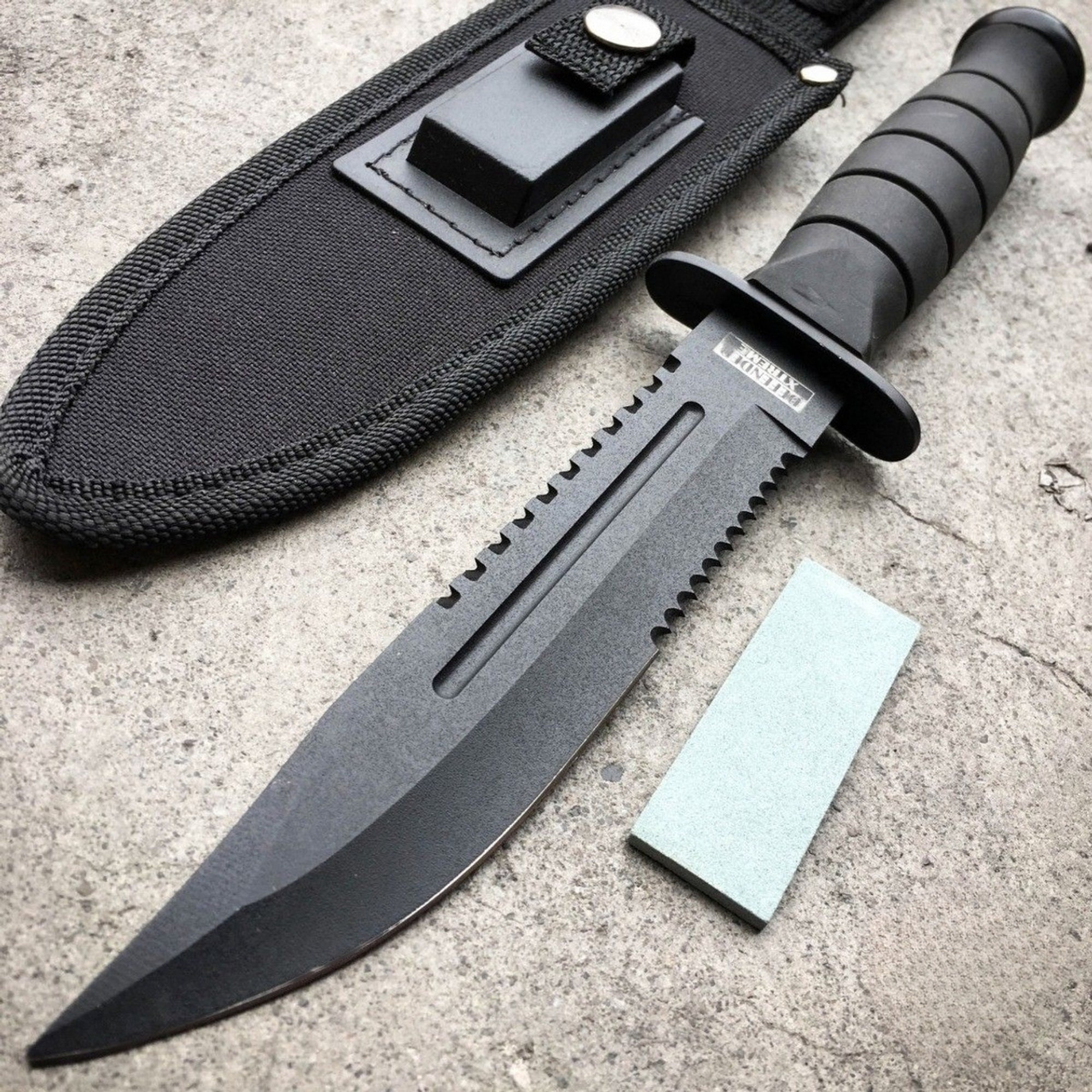 12.5 Military Black Tactical Survival FIXED BLADE HUNTING Knife w