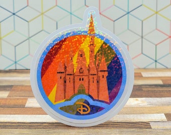 Vinyl Sticker | Castle Medallion Sticker | Rainbow | Holographic | Waterproof Sticker | Disney Inspired | Magic Kingdom