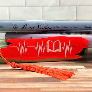 Custom Bookmark | Book EKG Line | Book lovers EKG | Personalized | 5.5&quot; x 2&quot; | Engraved Bookmark | Acrylic | Vinyl