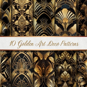 10 Golden Art Deco Patterns - Digital Paper