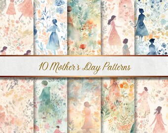 Mother's Day Patterns - 10 Seamless Patterns - Digital Papers | Mother's Day Patterns - 10 Seamless Patterns - Digital Papers