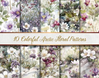 10 colorful arctic floral patterns seamless | 10 colorful arctic floral patterns seamless