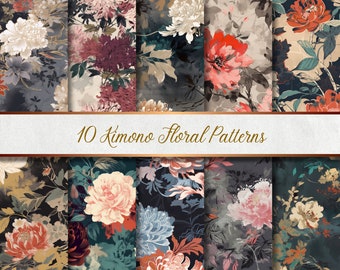 10 Kimono Seamless Floral Patterns | 10 Kimono Seamless Floral Patterns