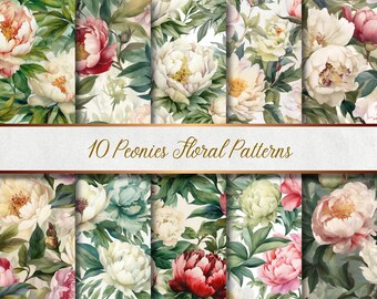 10 Peonies - Seamless Floral Pattern | 10 Seamless Peonies Floral Patterns