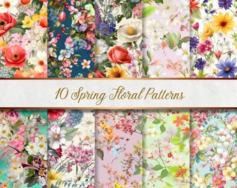 10 Spring Floral Patterns - Digital Paper