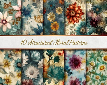 10 Textured Floral Seamless Patterns | 10 Structure Floral Patterns Seamless