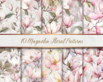 Magnolia Floral Pattern | 10 digital papers for elegant creative projects