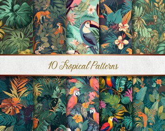 10 Tropical Seamless Patterns - Digital Paper