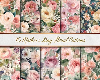 Mother's Day Floral Pattern - 10 digital papers for loving creative projects